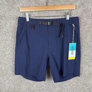 Fair Harbor 7" River Shorts Hybrid Lined Belted Stretch Navy Blue Mens Small NEW